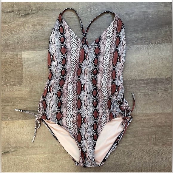 Kona Sol Snakeskin Print One Piece Swimsuit - Picture 10 of 10